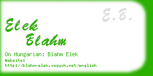 elek blahm business card